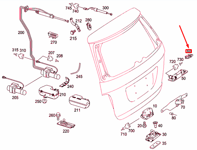 NEW MERCEDES-BENZ ML W164 TRUNK LID REMOTE CONTROL SWITCH A2038217451 ORIGINAL