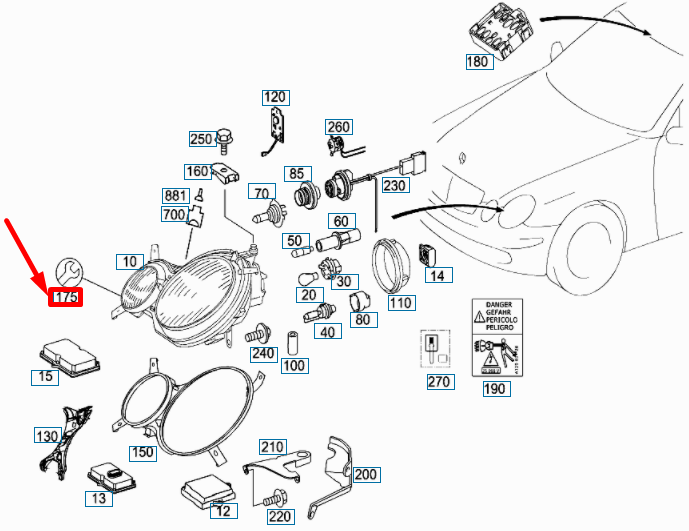 NEW MERCEDES-BENZ E W211 HEADLIGHT RIGHT BRACKET REPAIR KIT A2118201414 ORIGINAL