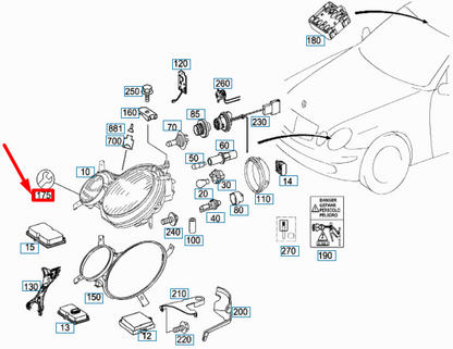 NEW MERCEDES-BENZ E W211 HEADLIGHT RIGHT BRACKET REPAIR KIT A2118201414 ORIGINAL