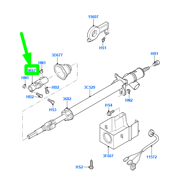 new ford ka mk1 steering column universal joint assy 7257202 original