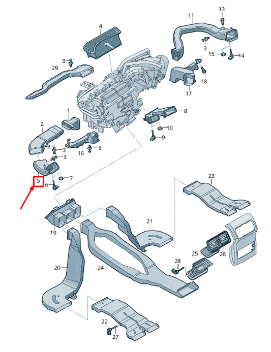 new audi q5 fy instrument panel air guide lhd 80b819655 original