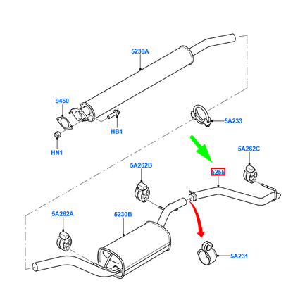 new ford focus mk2 exhaust pipe me5m5j-5255-f1a 1677763 original