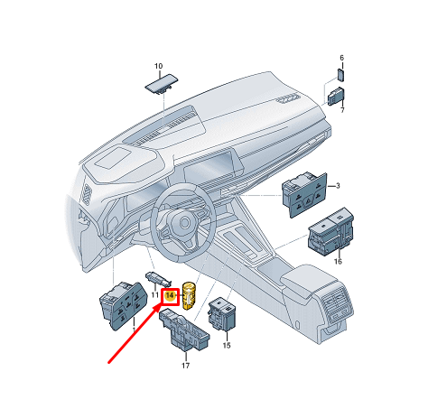new vw golf cd mk8 ignition start-stop button 5h0959839aupa original
