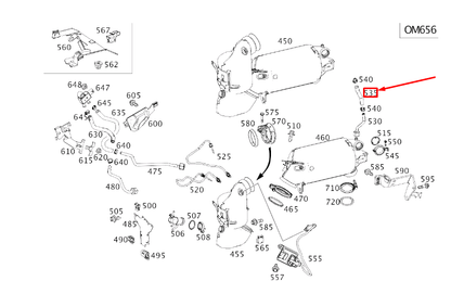 new mb s w222 particulate filter pressure exhaust gas line a6541412000 original