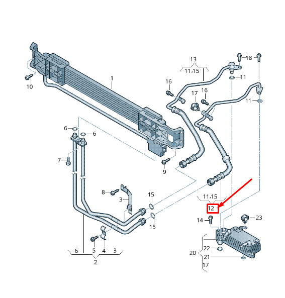 new vw cc 35 automatic transmission oil pressure return line 3c0317825a original