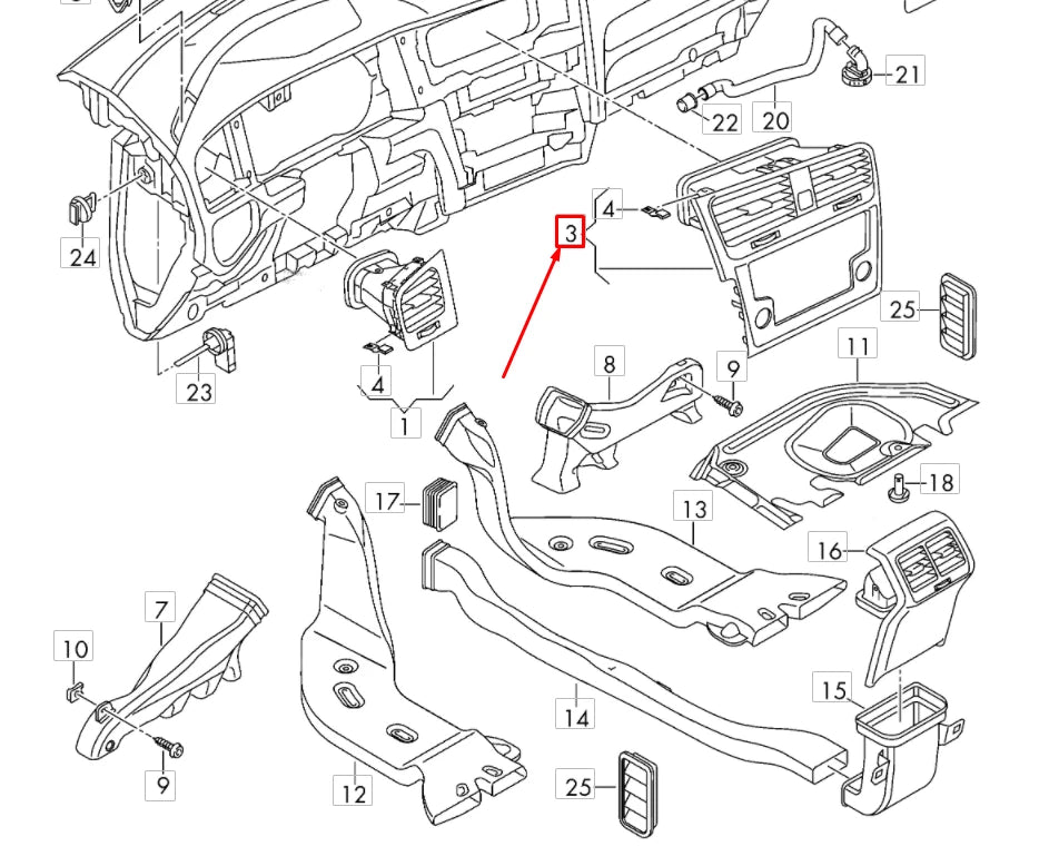 NEW VW GOLF MK7 INSTRUMENT PANEL CENTER AIR VENT LHD 5G1819728AGEVO ORIGINAL