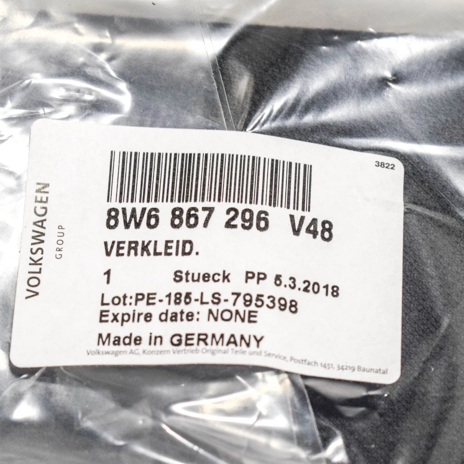 NEW AUDI A5 S5 8W6 CONVERTIBLE RIGHT LINING INTERIOR 8W6867296 V48 ORIGINAL