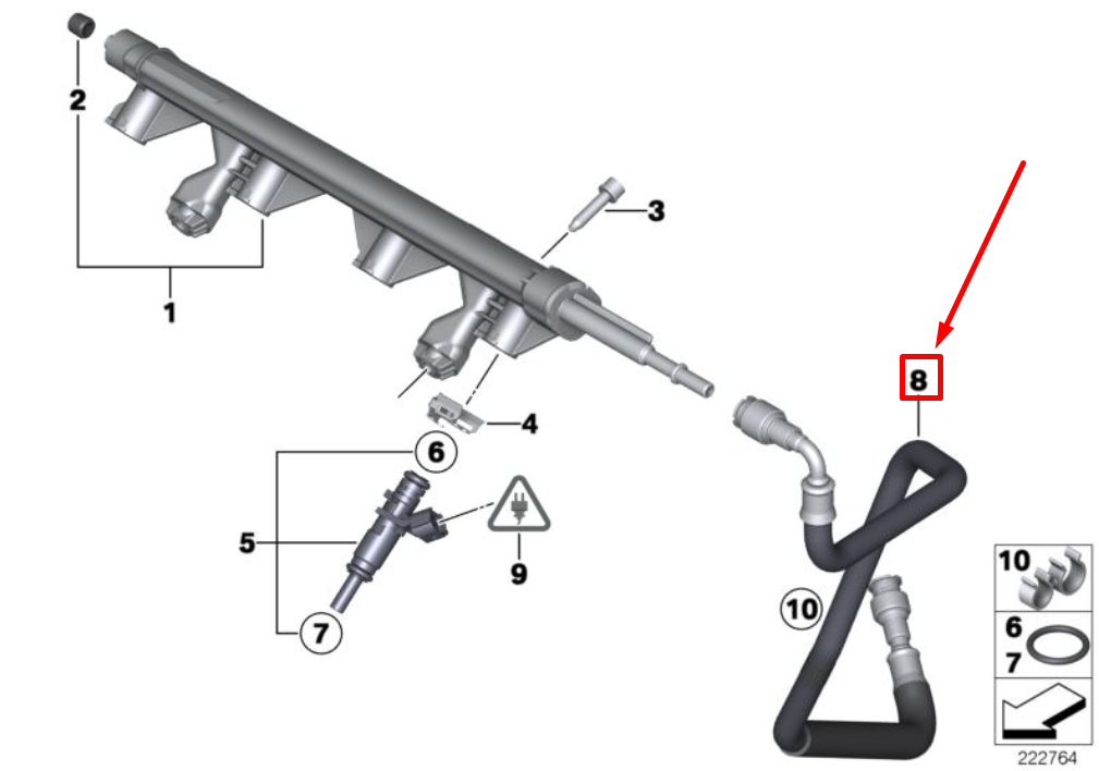 new mini cabrio r57 lci fuel injection feed line 7606232 13537606232 original