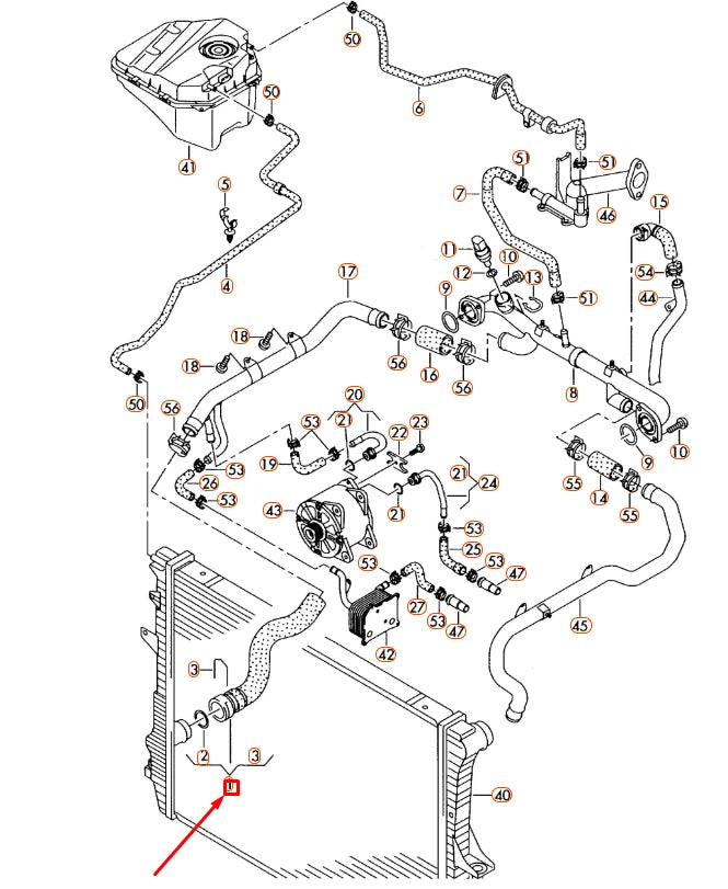 NEW AUDI Q7 4L RADIATOR COOLANT LOWER HOSE 7L6122101F ORIGINAL