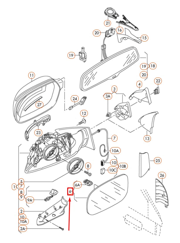 NEW AUDI A4 B8 FRONT DOOR RIGHT SIDE HEATED MIRROR GLASS 8F0857536L ORIGINAL