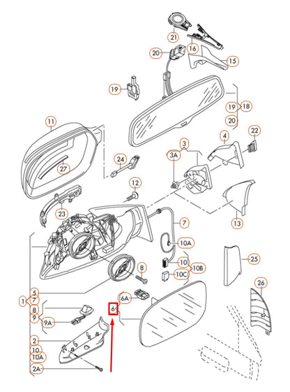 NEW AUDI A4 B8 FRONT DOOR RIGHT SIDE HEATED MIRROR GLASS 8F0857536L ORIGINAL