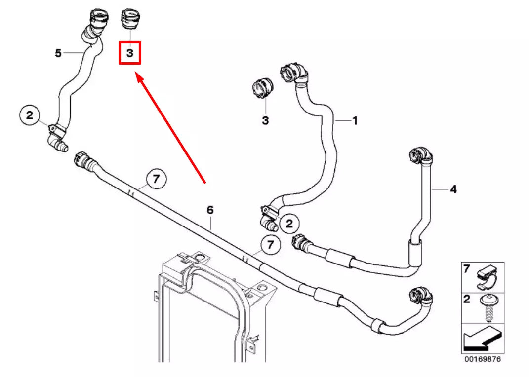 NEW BMW X5 E70 RADIATOR HOSE CONNECTOR 7799184 17127799184 ORIGINAL