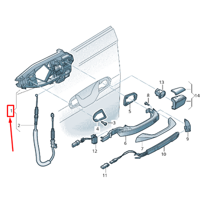 new audi a8 4n rear left exterior door handle mounting bar 4n0837811e original