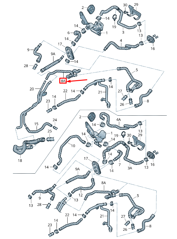 NEW AUDI A8 4H ENGINE COOLANT FEED HOSE 4H1819372AE ORIGINAL