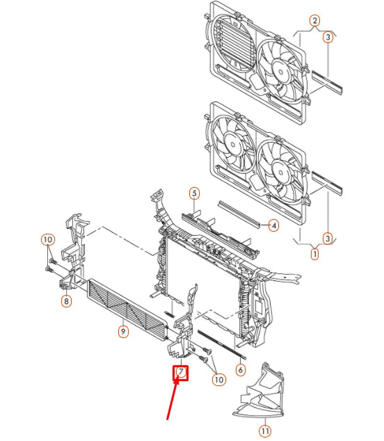 NEW AUDI Q5 8R RADIATOR SUPPORT LEFT AIR GUIDE 8R0121283AA ORIGINAL