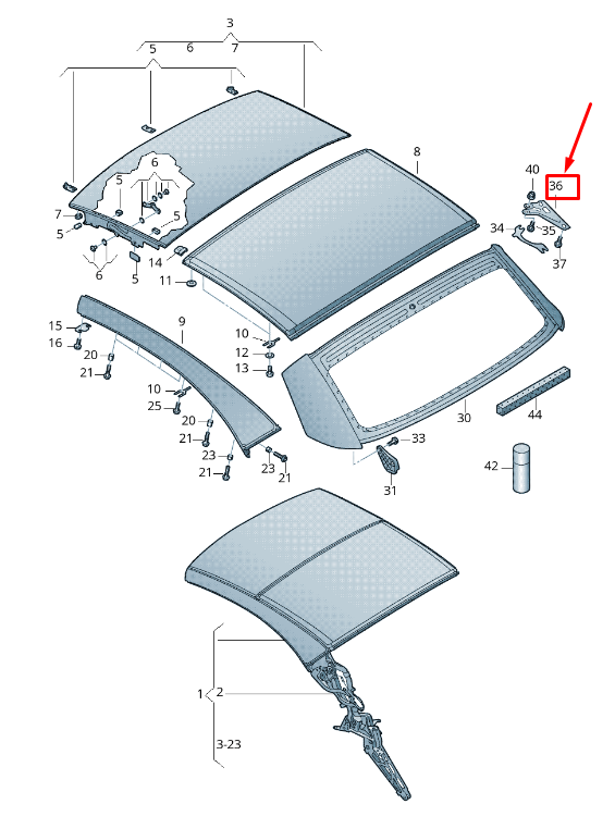 NEW VW EOS 1F CONVERTIBLE TOP RIGHT LATCH 1Q0871322 ORIGINAL