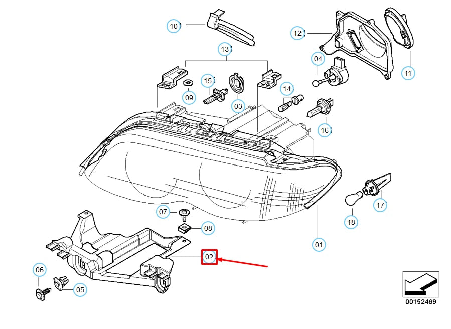NEW BMW X5 E53 FRONT RIGHT HEADLIGHT BRACKET 63126927798 ORIGINAL