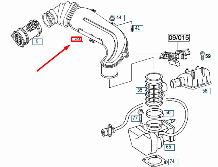 NEW MERCEDES-BENZ E W210 INTAKE PIPE LINE A1041403512 ORIGINAL