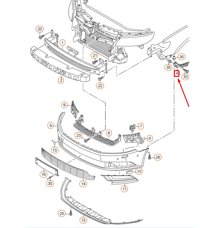 NEW VOLKSWAGEN CC FRONT BUMPER RIGHT GUIDE PROFILE 3C8807184C ORIGINAL