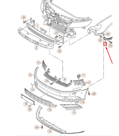 NEW VOLKSWAGEN CC FRONT BUMPER RIGHT GUIDE PROFILE 3C8807184C ORIGINAL