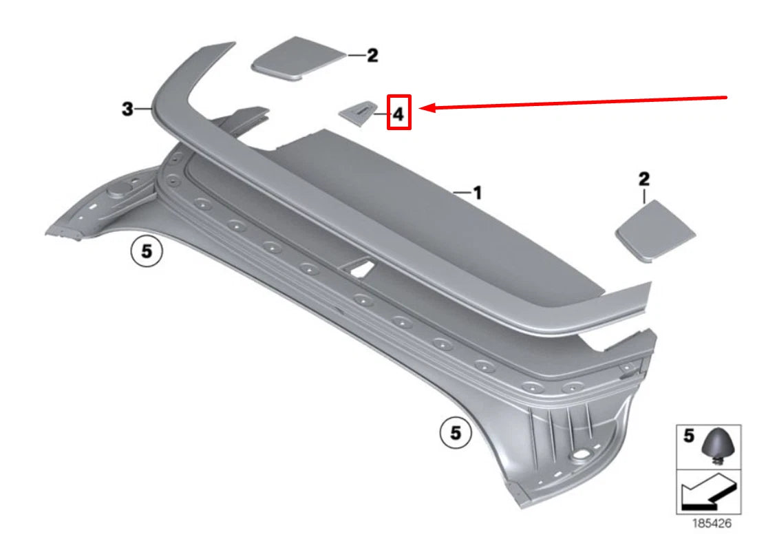 NEW BMW Z4 E89 FOLDING TOP COMPARTMENT LID SUPPORT 54377247854 7247854 ORIGINAL