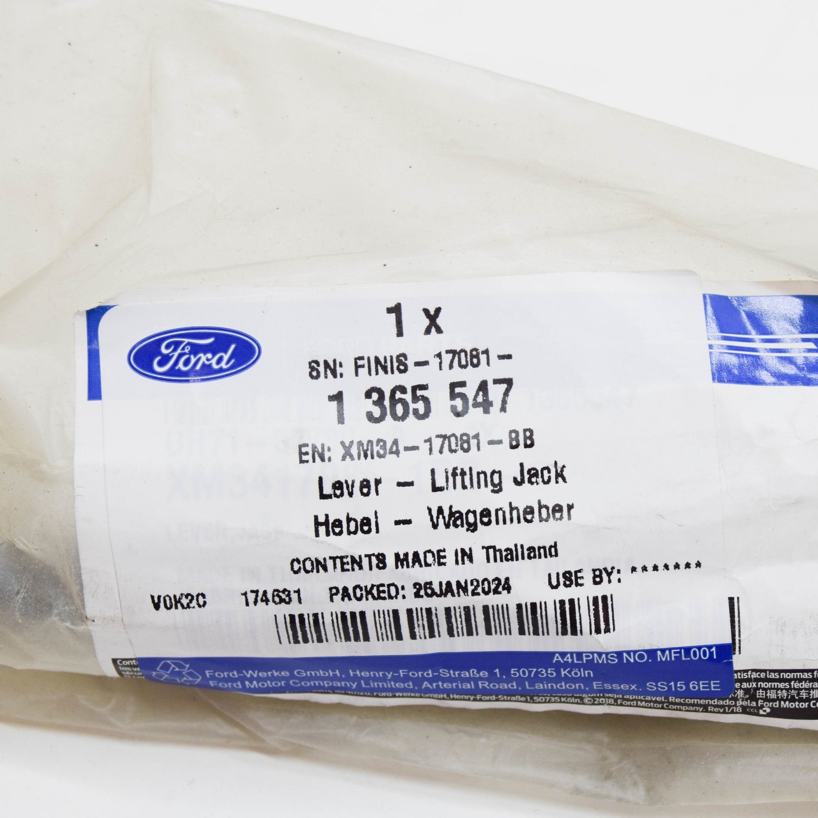 new ford ranger mk2 lifting jack lever xm34-17081-bb 1365547 original