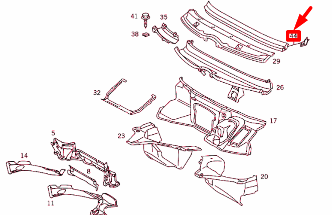 NEW MERCEDES-BENZ SL R129 ENGINE COMPARTMENT SEAL A1296280698 ORIGINAL
