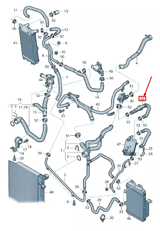 NEW AUDI RSQ3 8U ENGINE COOLANT HOSE WITH COOLANT REGULATOR 8U0121124