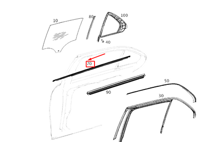 new mb gle w167 rear right door window outer sealing rail a1677307001 original
