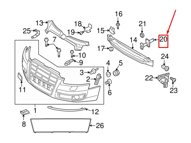 NEW AUDI A6 AVANT C6 FRONT LEFT IMPACT BEAM BRACKET 4F0807271 ORIGINAL