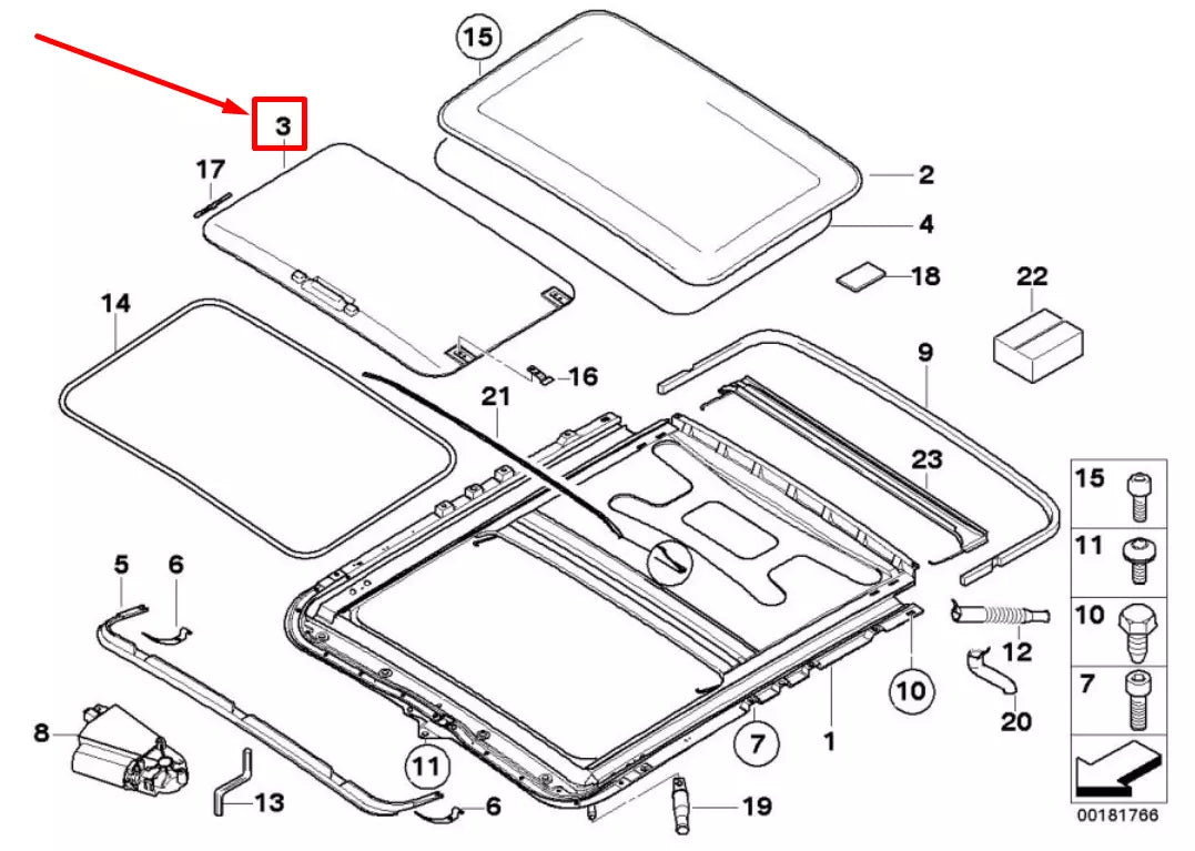 NEW BMW 3 CABRIO E46 SUNROOF HEADLINER COVERING 7134543 54137134543 ORIGINAL