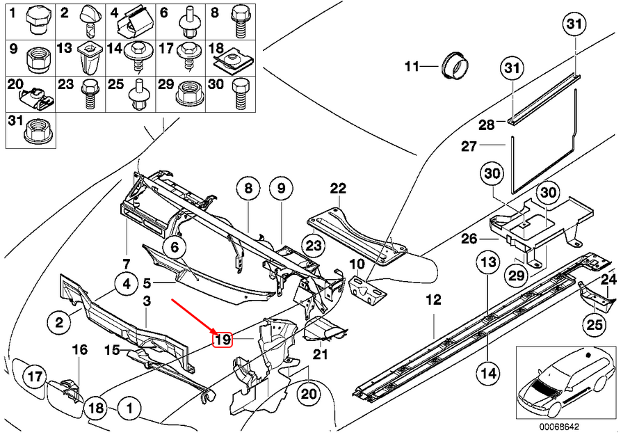 new bmw 5 e39 engine compartment right lower covering 51718190364 original