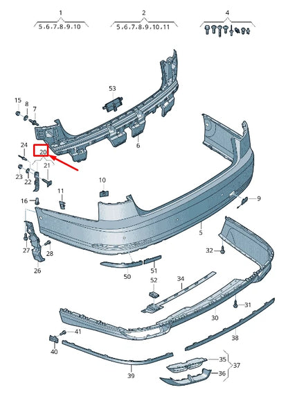 NEW AUDI A8 4N REAR RIGHT BUMPER COVER BRACKET 4N0807320