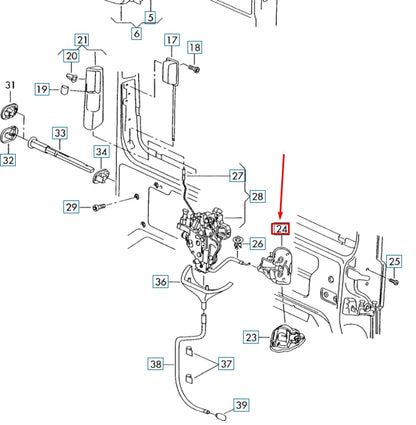 NEW VW TRANSPORTER T6 SLIDING DOOR RIGHT ROTARY LATCH LOCK 7E0843604E