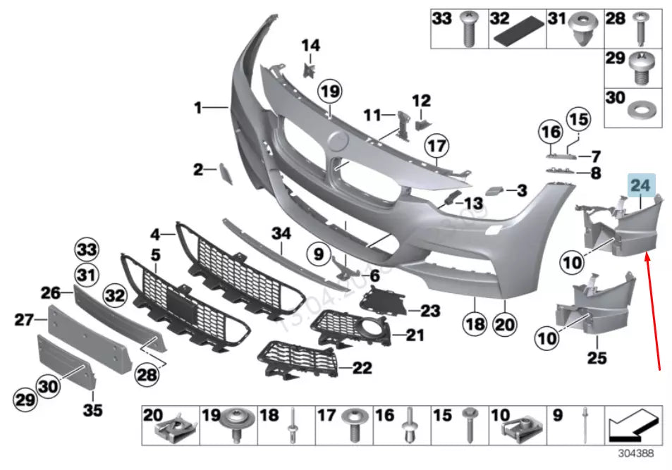 NEW BMW 3 F30 FRONT LEFT FOG LIGHT BRACKET 51118054163 8054163 2014 ORIGINAL