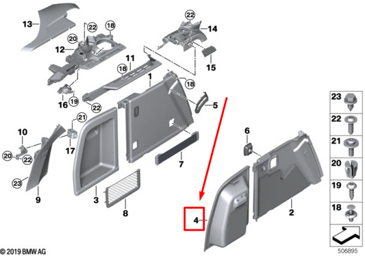 new bmw x4 g02, f98 right trunk flap 51477481910 7481910 original