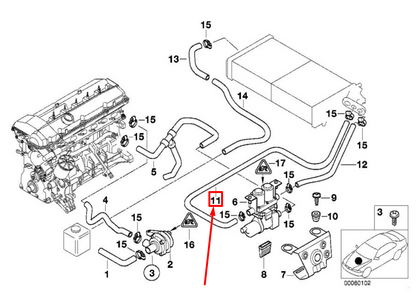 new bmw 7 e38 heater water coolant hose pipe line 8371386 64218371386 original