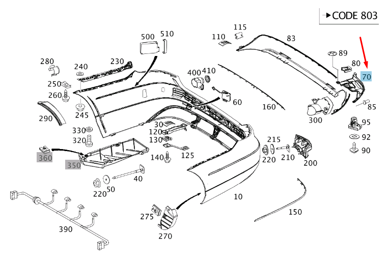 NEW MERCEDES-BENZ E W212 REAR BUMPER RIGHT TAIL PIPE BRACKET A2128852014