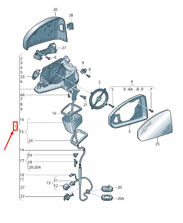 NEW AUDI A5 F5 FRONT LEFT SIDE WING MIRROR RHD 8W8857409Q9B9 ORIGINAL