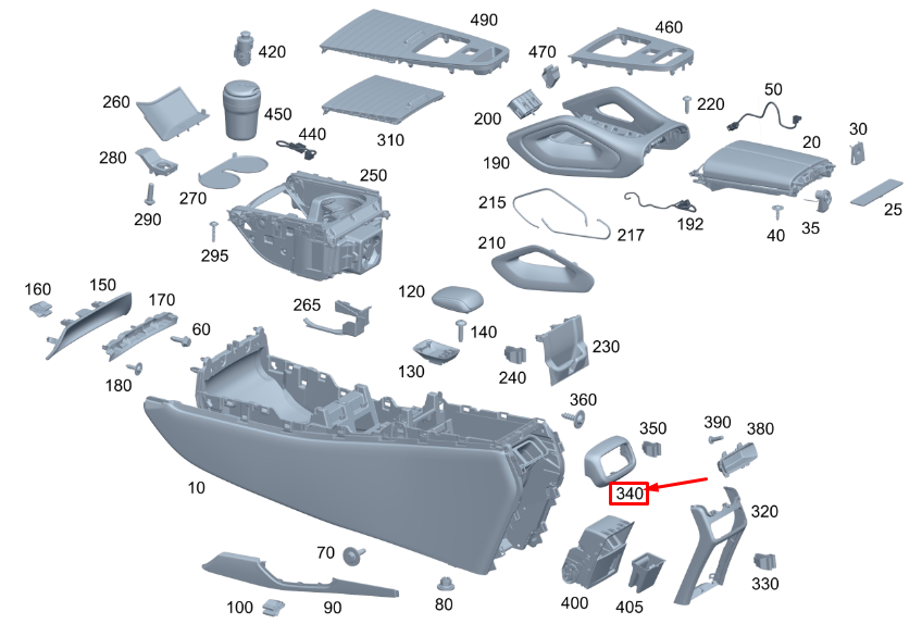new mb gle w167 center console rear upper trim a16768089027p82 original