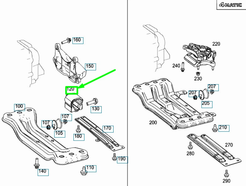 NEW MERCEDES-BENZ E W212 REAR ENGINE SUSPENSION MOUNT A2122401818 ORIGINAL