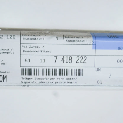 NEW BMW 7 G11 FRONT BUMPER LOWER CRASH BAR 51117418222 7418222 2016 ORIGINAL