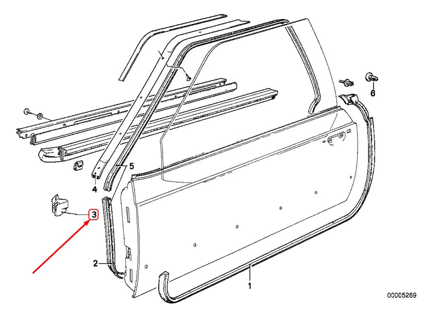 NEW BMW 6 E24 FRONT RIGHT DOOR GASKET 51211869922 1869922 ORIGINAL