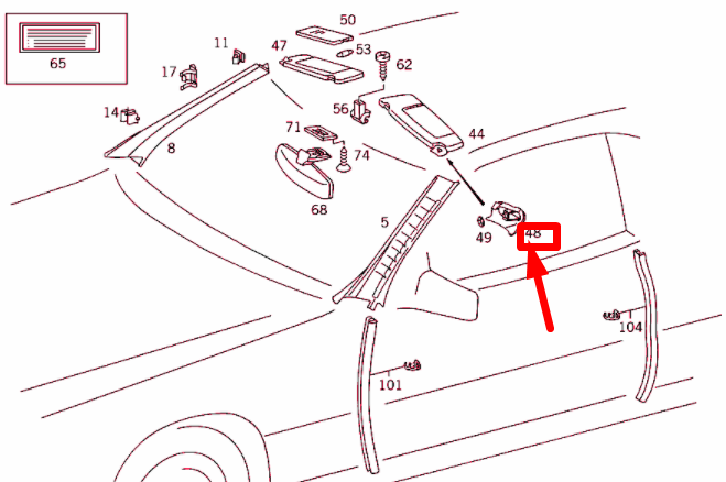 NEW MERCEDES-BENZ SL R129 RIGHT SUN VISOR MOUNT CAP A12981106618F19 ORIGINAL