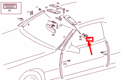 NEW MERCEDES-BENZ SL R129 RIGHT SUN VISOR MOUNT CAP A12981106618F19 ORIGINAL
