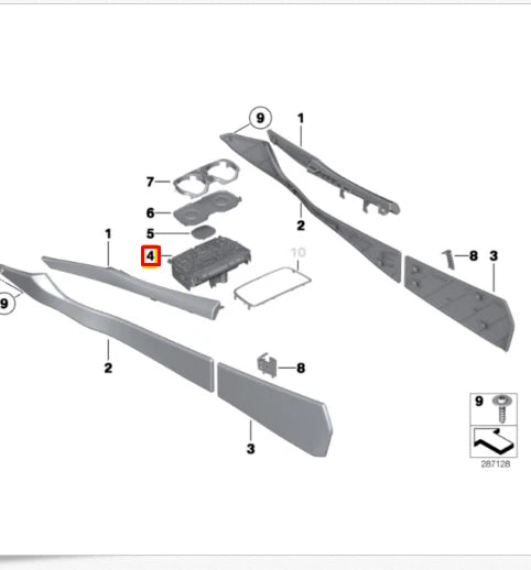 NEW BMW 7 F01 FRONT CENTER CONSOLE CUP HOLDER 51169113863 ORIGINAL