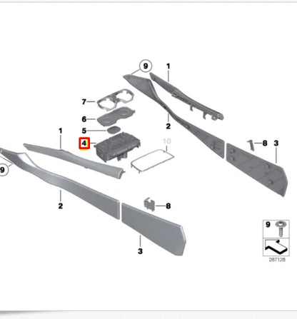 NEW BMW 7 F01 FRONT CENTER CONSOLE CUP HOLDER 51169113863 ORIGINAL