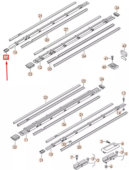 NEW VW TRANSPORTER T5 FRONT OUTER SEAT GUIDE RAIL STOP 7H5883161F82V ORIGINAL