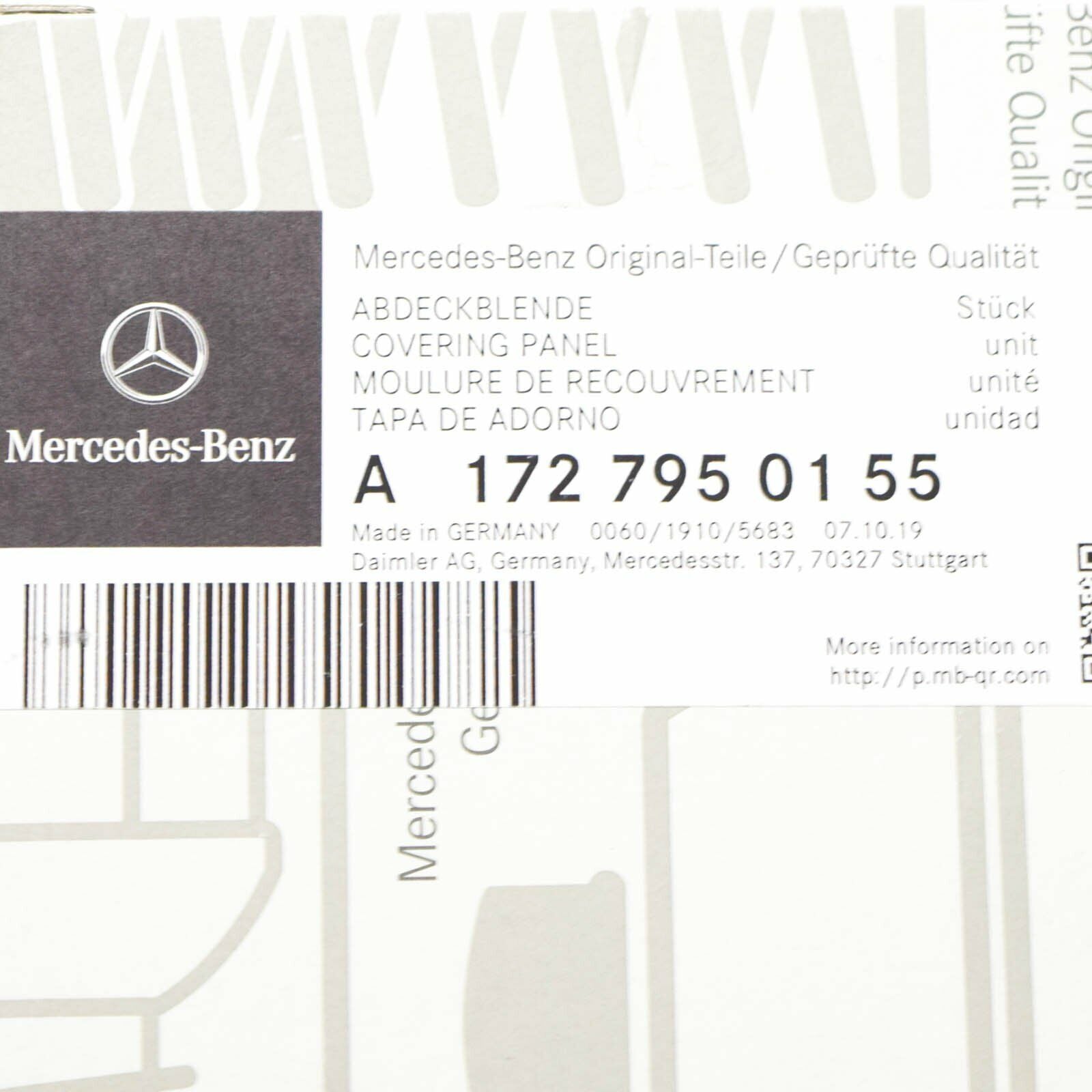 Genuine Mercedes-Benz Slk R172 C Pillar Left Trim A1727950155 Original