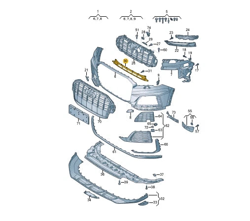 NEW AUDI Q7 4M FRONT BUMPER LOWER CENTER GRILLE 4M0807647E9B9 ORIGINAL